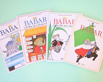 Set of 4 books Babar, French, 90s