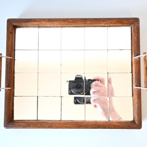 Plateau miroir en bois, vintage, effet boule à facettes image 3