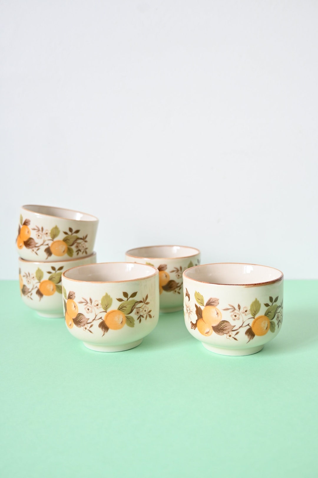 5 Tea Cups, Without Handles, Vintage, Ceramic, Apricot Blossom Etsy
