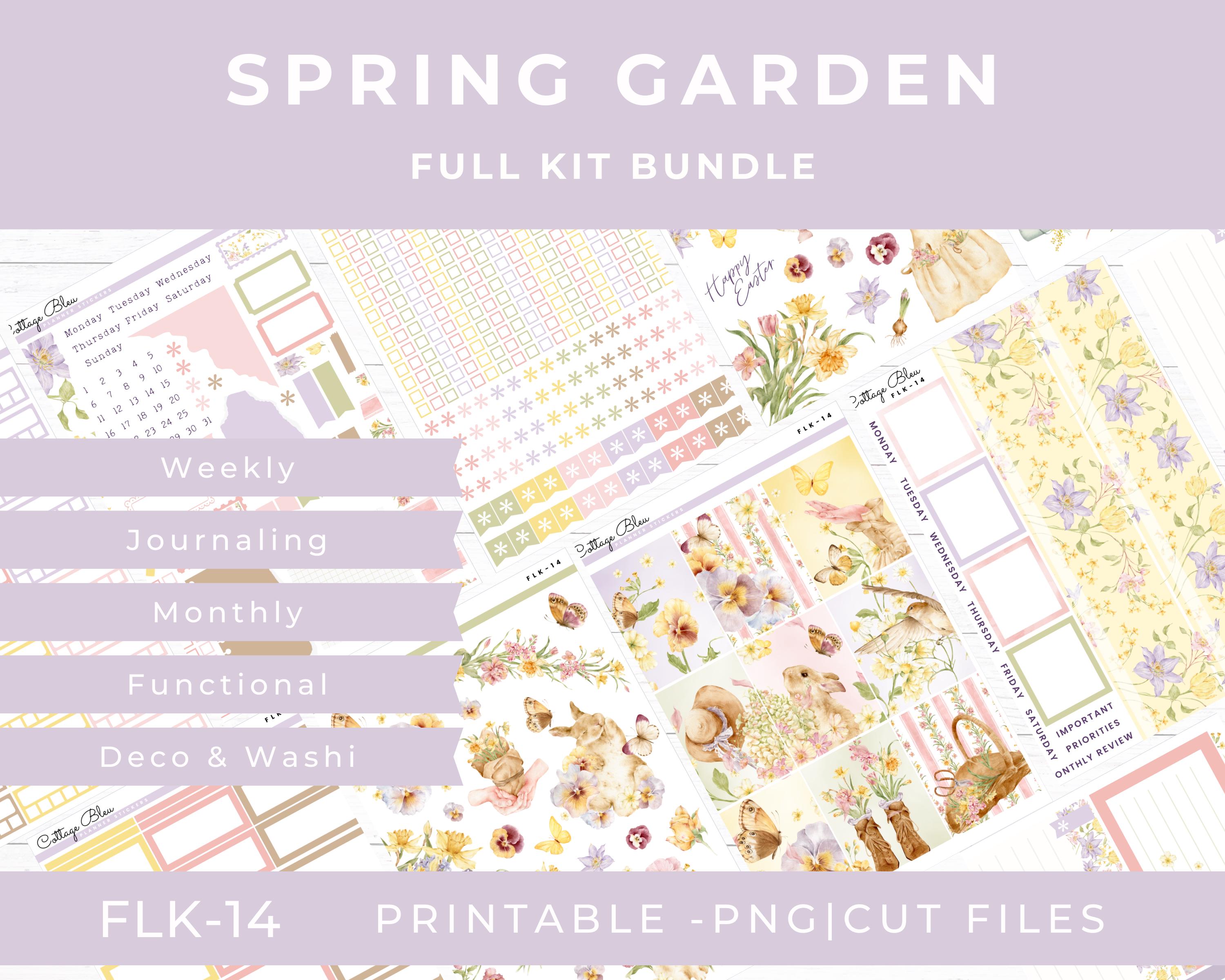 Spring Printable Sticker Bundle, Weekly and Monthly Planner, Journaling ...