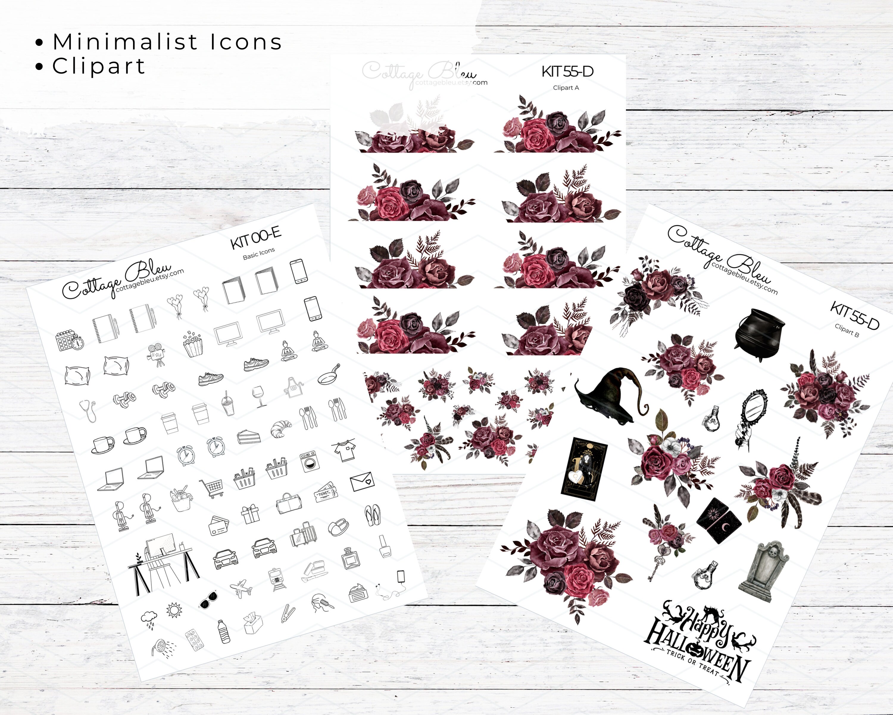 FULL Gothic Halloween Printable Planning Stickers / Foil Ready - Etsy