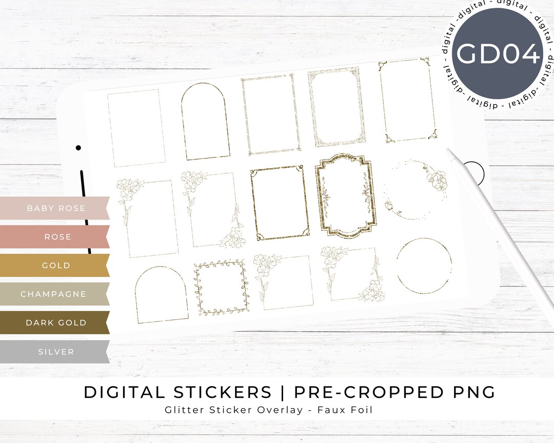 Digital Frames Sticker, Glitter Stickers for Digital Journaling ...