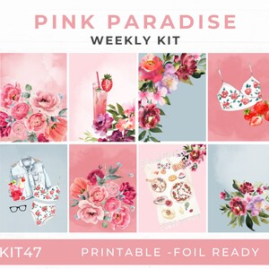 Adesivi estivi stampabili, planner settimanale 7x9, adesivi in lamina, Silhouette e Cricut, fragole estive KIT47