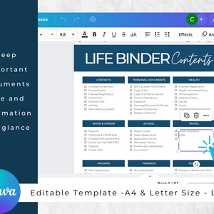 Notfallplaner, Lebensordner, Canva-Vorlage, Dokumenten-Organizer, Familienordner für den Notfall, personalisiertes Ablagesystem