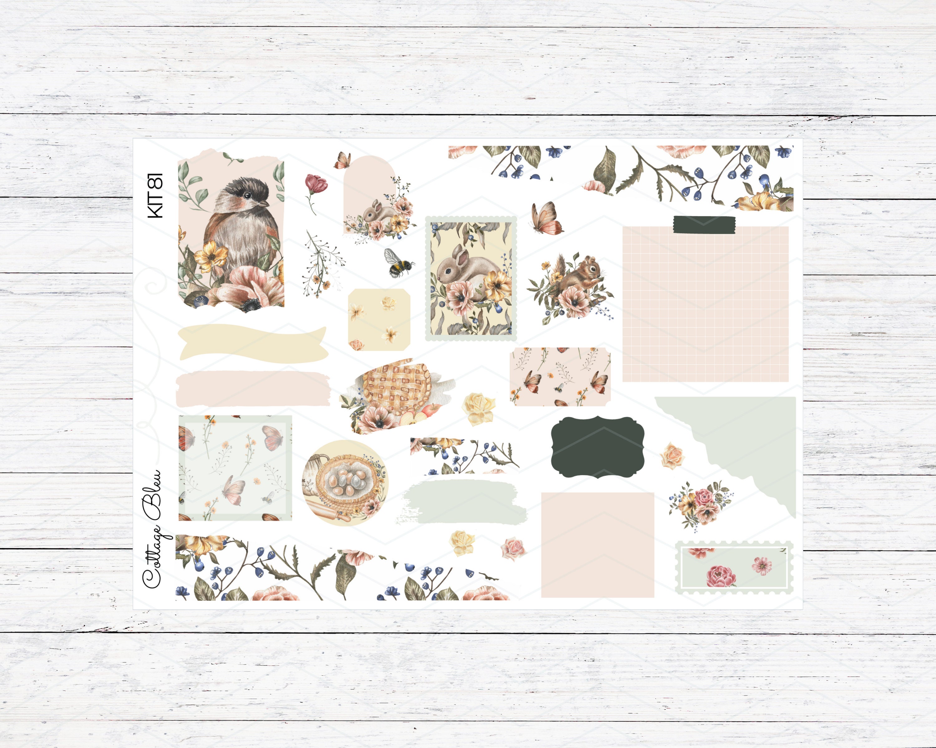 Printable Journal Kit Spring Farm, Spring Stickers, Easter Deco, Foil ...