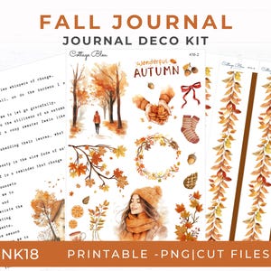 Kit imprimable de journalisation d'automne, citations d'autocollants d'automne confortables, planche d'ambiance d'automne, Silhouette & Cricut, autocollants de scrapbooking, NK18