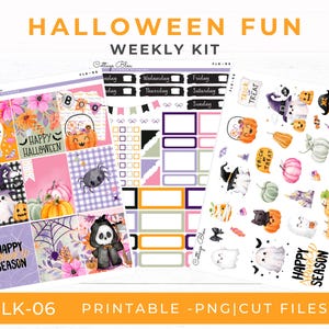 October Weekly Printable Planner Stickers, Fun Halloween Weekly Vertical Planning, Erin Condren 7x9, Cute Ghosts, FLK-06