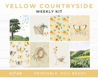 Summer Stickers for Weekly Planners, Butterflies, Printable Sticker Kit, Countryside, Spring Watercolor Florals, KIT48