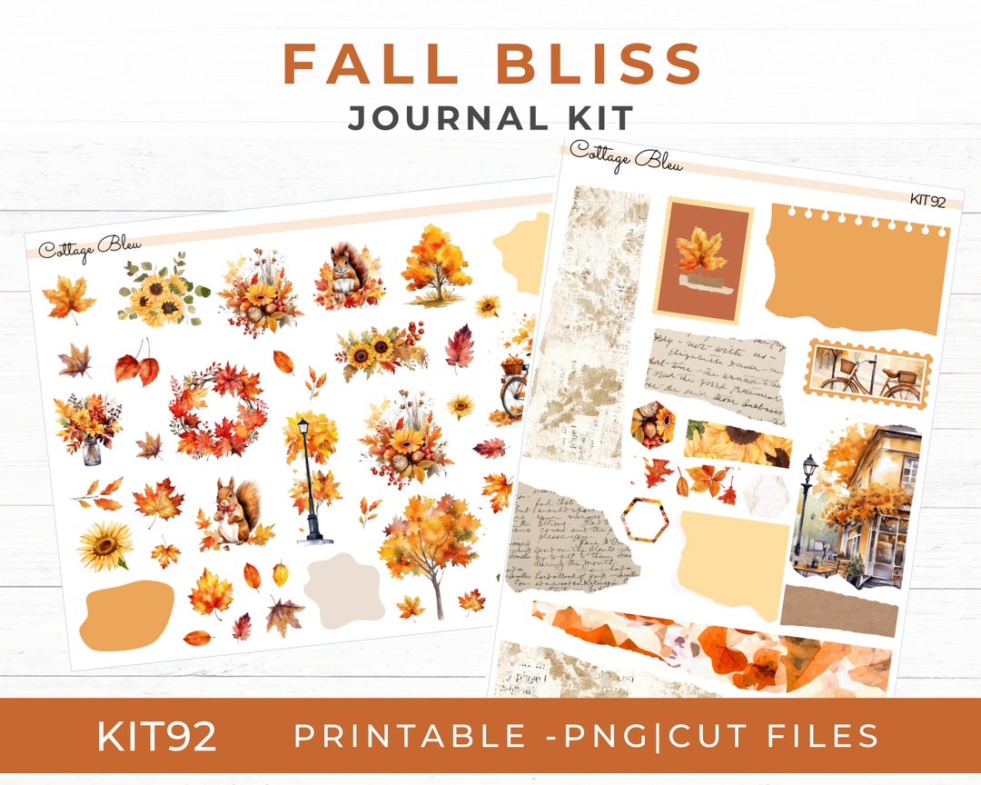 Fall Cozy Journaling Stickers, Printable Planner Kit, Scrapbook Sticker ...