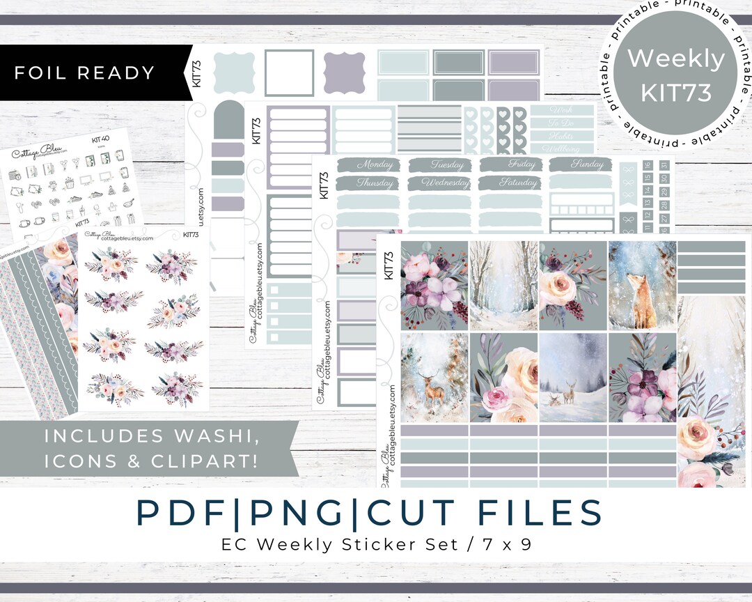 WEEKLY Whimsical Winter / Printable Planner Stickers / Winter - Etsy