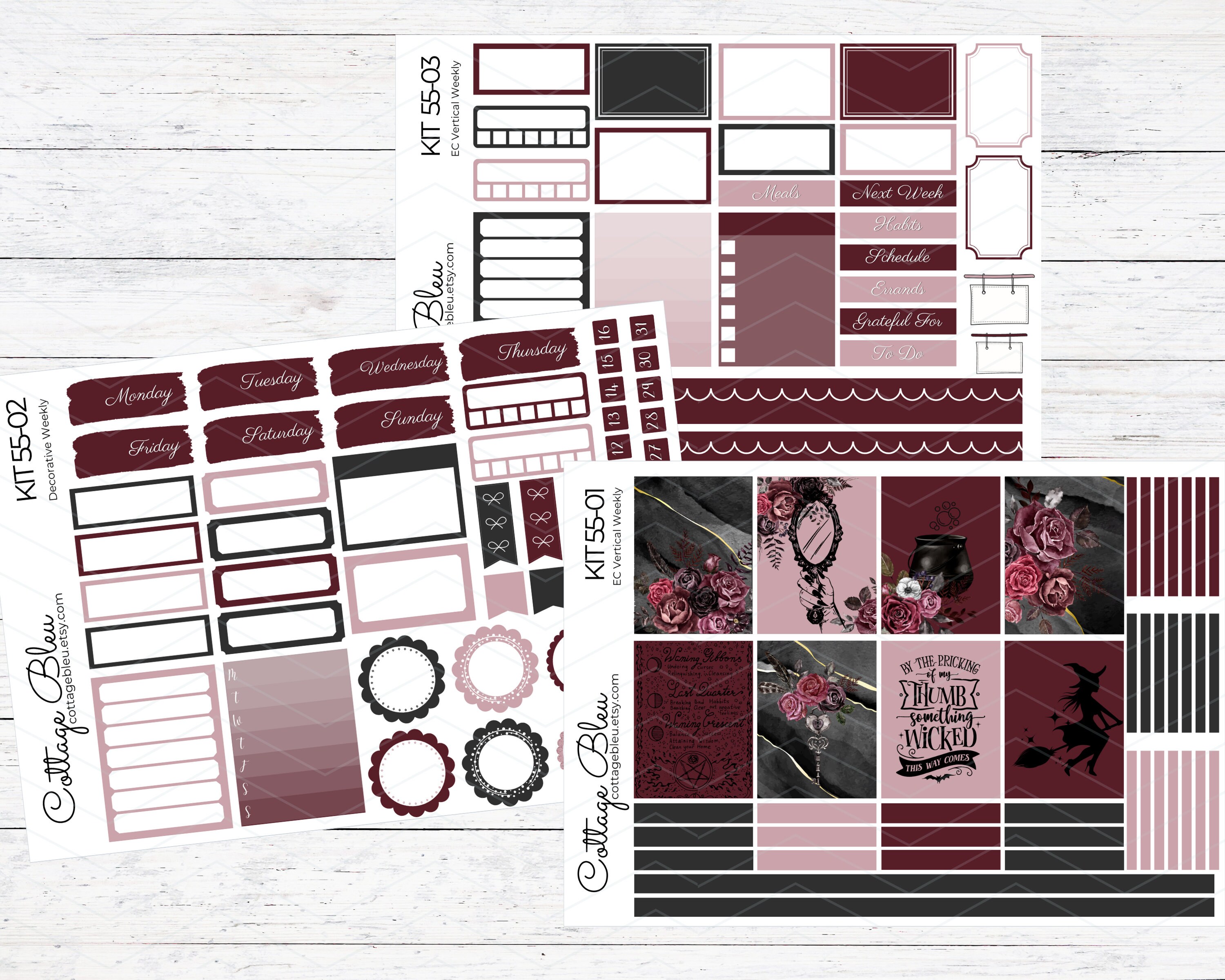 FULL Gothic Halloween Printable Planning Stickers / Foil Ready - Etsy