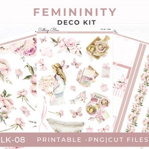 Printable Self-Care Stickers for Journaling, Mother's Day Clipart, Romantic Junk Journaling and Scrapbooking Stickers FLK-08