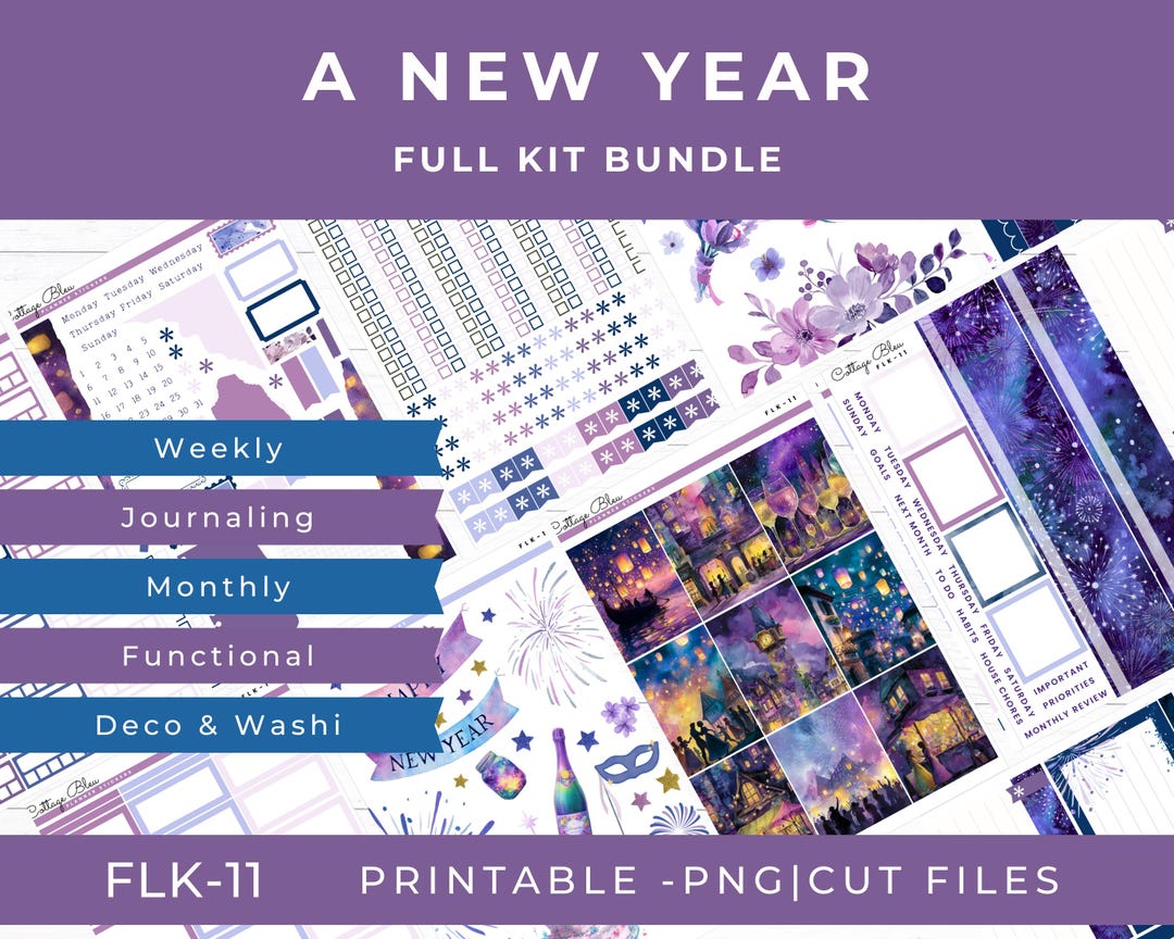 Years Sticker Bundle New Year Printable Sticker Bundle, Weekly Printable, Monthly Planner ...