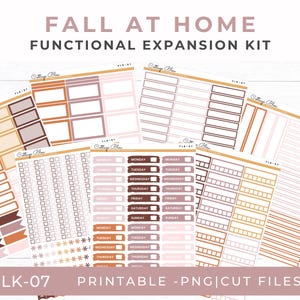 Functional Stickers, Weekly Printable, Monthly Planner, Daily Boxes, Fall Functional Stickers for Silhouette, FLK-07