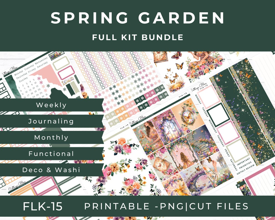 Spring Printable Sticker Bundle, Secret Garden Weekly and Monthly ...