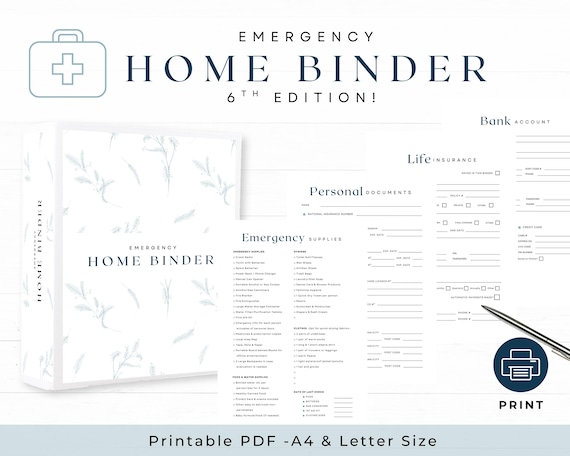 Emergency Life Binder Printable Planner, Disaster Planner and Family Binder in Case of Emergency, What If Planner with Emergency Card LB16
