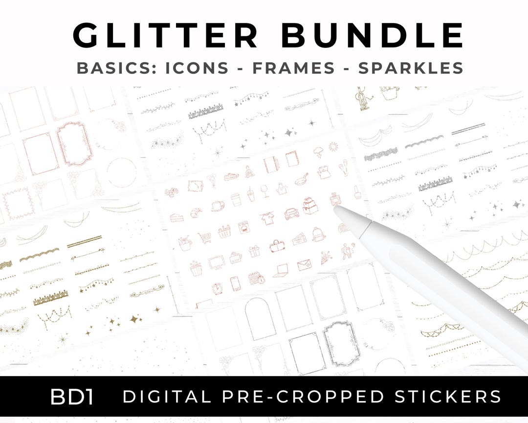 Digital Glitter Stickers for Digital Planners, Digital Bundle ...
