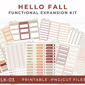 Functional Stickers, Weekly Printable, Monthly Planner, Daily Boxes, Fall Functional Stickers for Silhouette, FLK-03