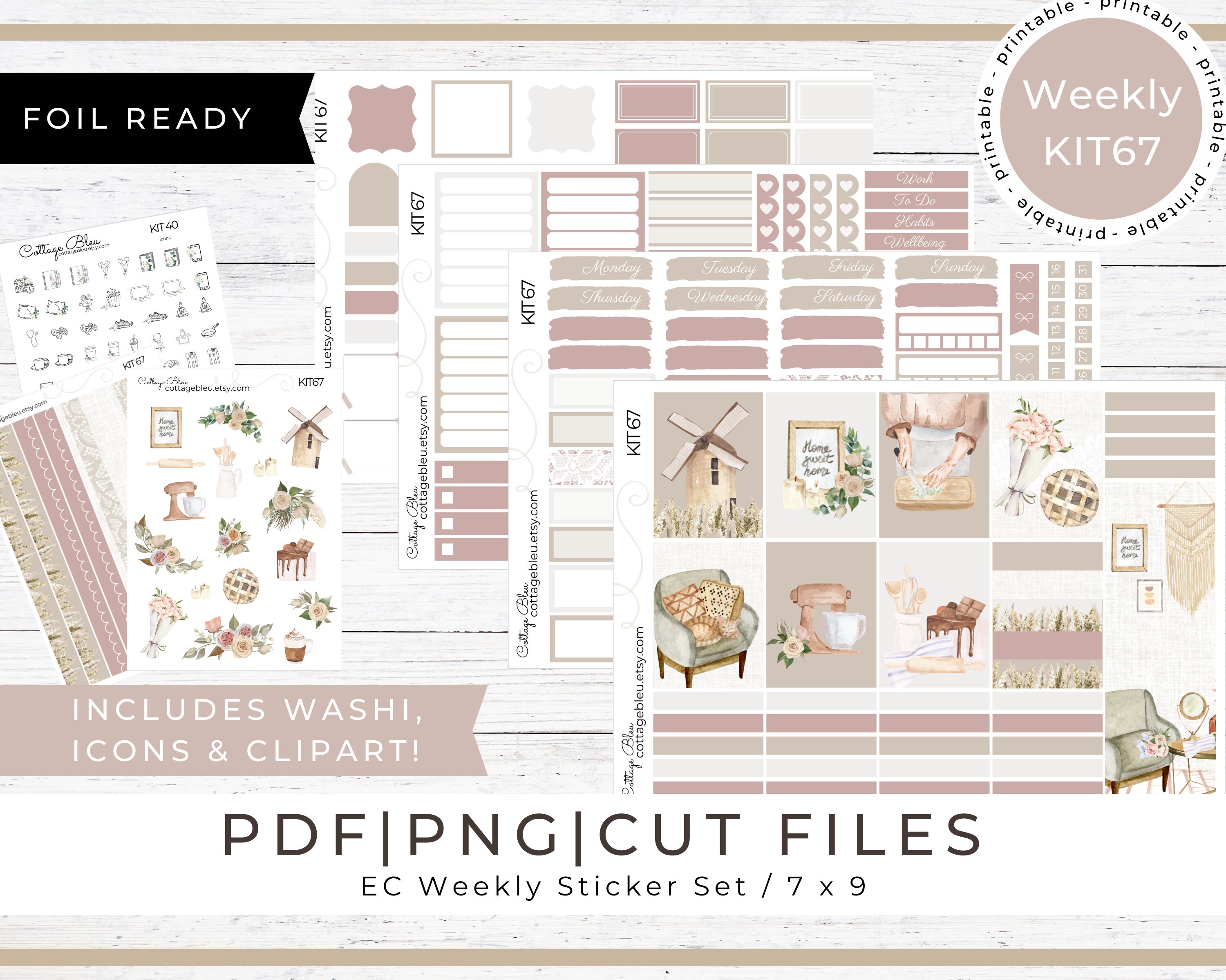 weekly-home-baking-printable-planner-stickers-cozy-planning-etsy