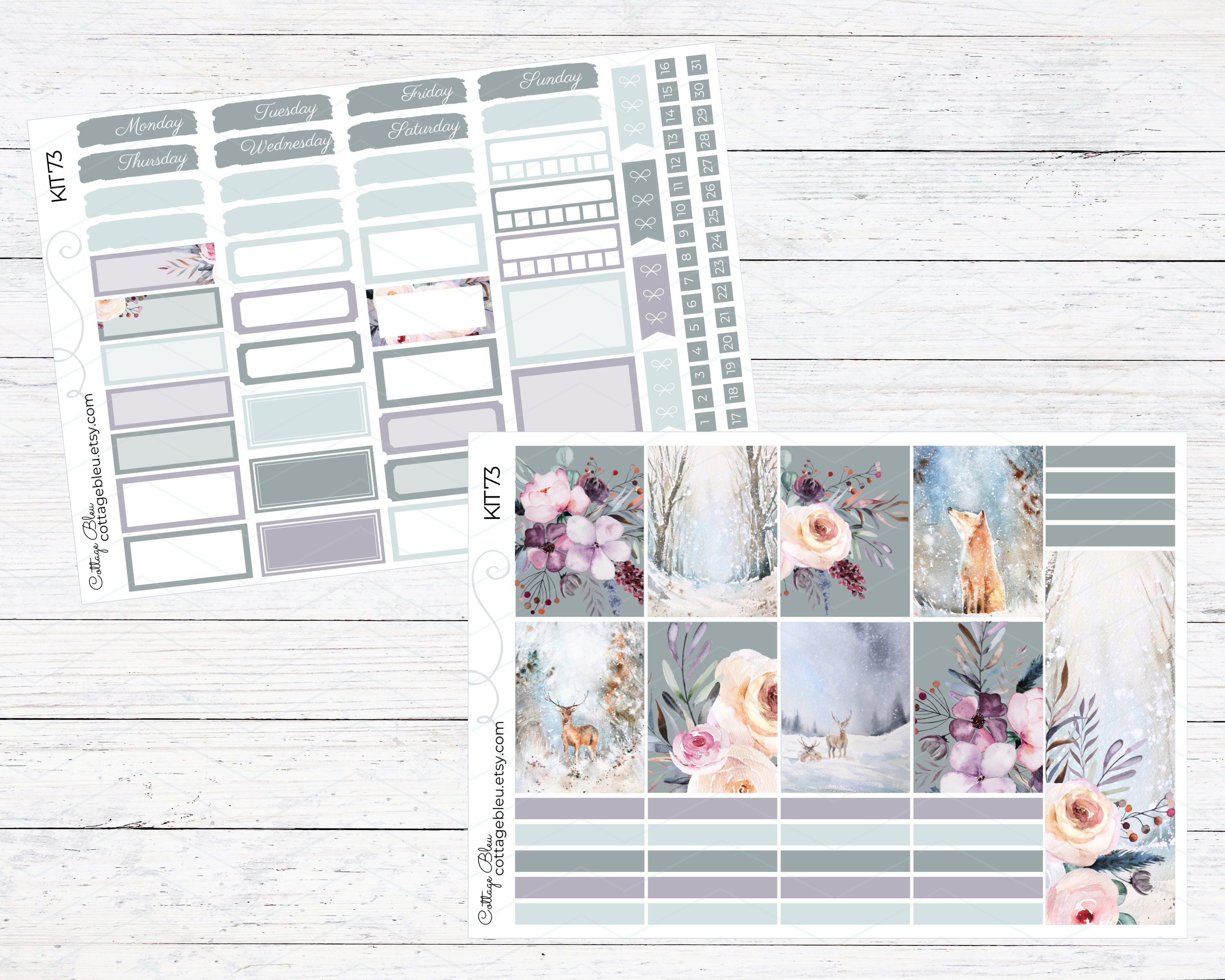 WEEKLY Whimsical Winter / Printable Planner Stickers / Winter - Etsy