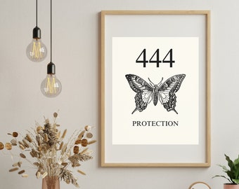 444 Angel Number Poster 444 Wall Print Angel Number 444 Poster Manifestación Wall Art Prints Angel Numbers College Apartment Decor Estética