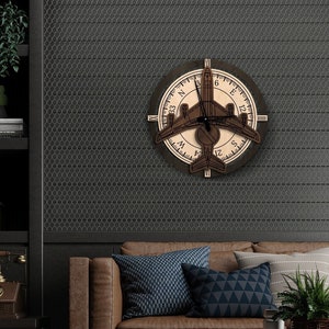 Aviation wall wood clock, AWACS clock, Aircraft wall clock, Pilot gift ideas, Unique wall clock, Modern wall clock, United states air force