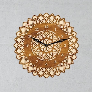 Mandala wall clock, Lotus wall clock, Yoga wall clock, Flower wall clock, Floral wall clock, Wooden wall clock, Mandala wall art