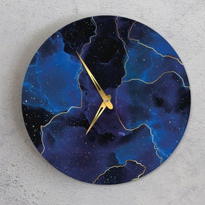 Navy blue wall clock, Marble wall clock, Beautiful wall clock, Resin wall clock, Large wall clock, Oversized wall clock, Modern wall clock