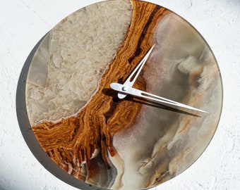 Crystal clock, Agate clock, Marble wall clock, Epoxy wall clock, Modern wall clock, Natural wall clock, Large Wall Clock, Unique wall clock