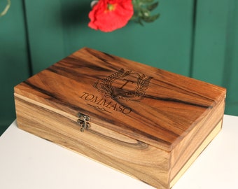 Wooden box with hinged lid,Wooden box engraved,Wooden box personalized wedding,Wooden keepsake box anniversary,Memory box personalized
