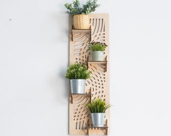 Wall plant shelf with stand, Wall plant holder, Shelves for plants wall, Geometric wood wall shelf, Plant rack indoor, Wall planter indoor