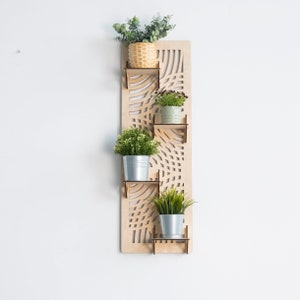 Wand Pflanzenregal mit Ständer, Wand Pflanzenhalter, Regale für Pflanzen Wand, Geometrisches Holz Wandregal, Pflanzenregal Indoor, Wand Pflanzer Indoor