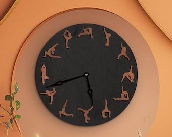 Pilates wall clock, Pilates wall art, Pilates studio, Stretching room decor, Pilates gift
