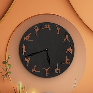 Pilates wall clock, Pilates wall art, Pilates studio, Stretching room decor, Pilates gift