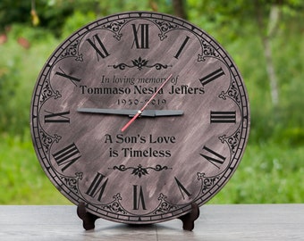 Cadeau commémoratif pour la perte d'un fils, horloge commémorative, fils cadeau commémoratif, bois commémoratif, idées cadeaux commémoratives, cadeau commémoratif pour hommes, cadeau commémoratif en bois