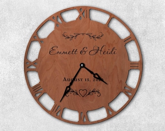 Custom anniversary clock small, Custom family name wall clock, Wedding wall clock wood, Anniversary wall clock, Wedding anniversary clock