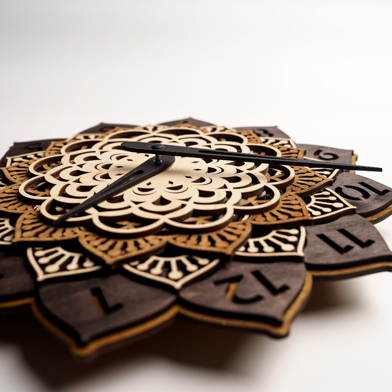Väggklocka mandala, Yoga väggkonst, Yoga väggdekor, Mandala träklocka, Mandala väggklocka, Träväggklocka, Träväggklocka bild 8