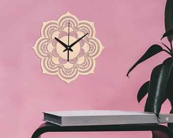 Mandala Wanduhr,Mandala Holz Uhr,Mandala Uhr,Holz Wanduhr,Holz Wanduhr,Einzigartige Wanduhr