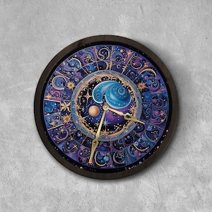 Horoscope clock, Zodiac clock, Lunar clock, Astrology clock, Astronomical clock, Celestial wall clock, Acrylic wall clock, Navy clock