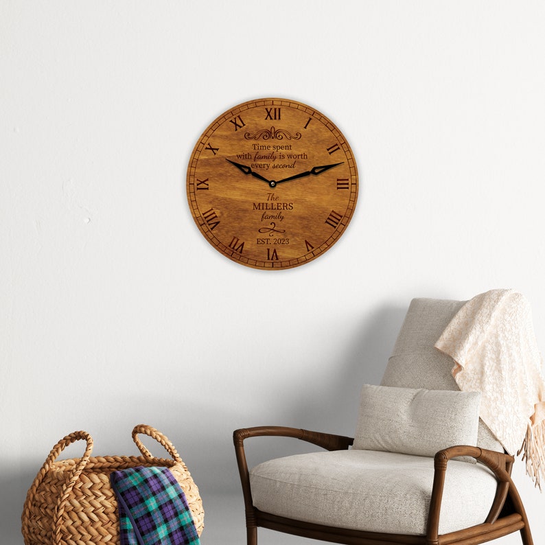Time Spent With Family Clock, Custom Wedding Clock, Family Name Clock ...
