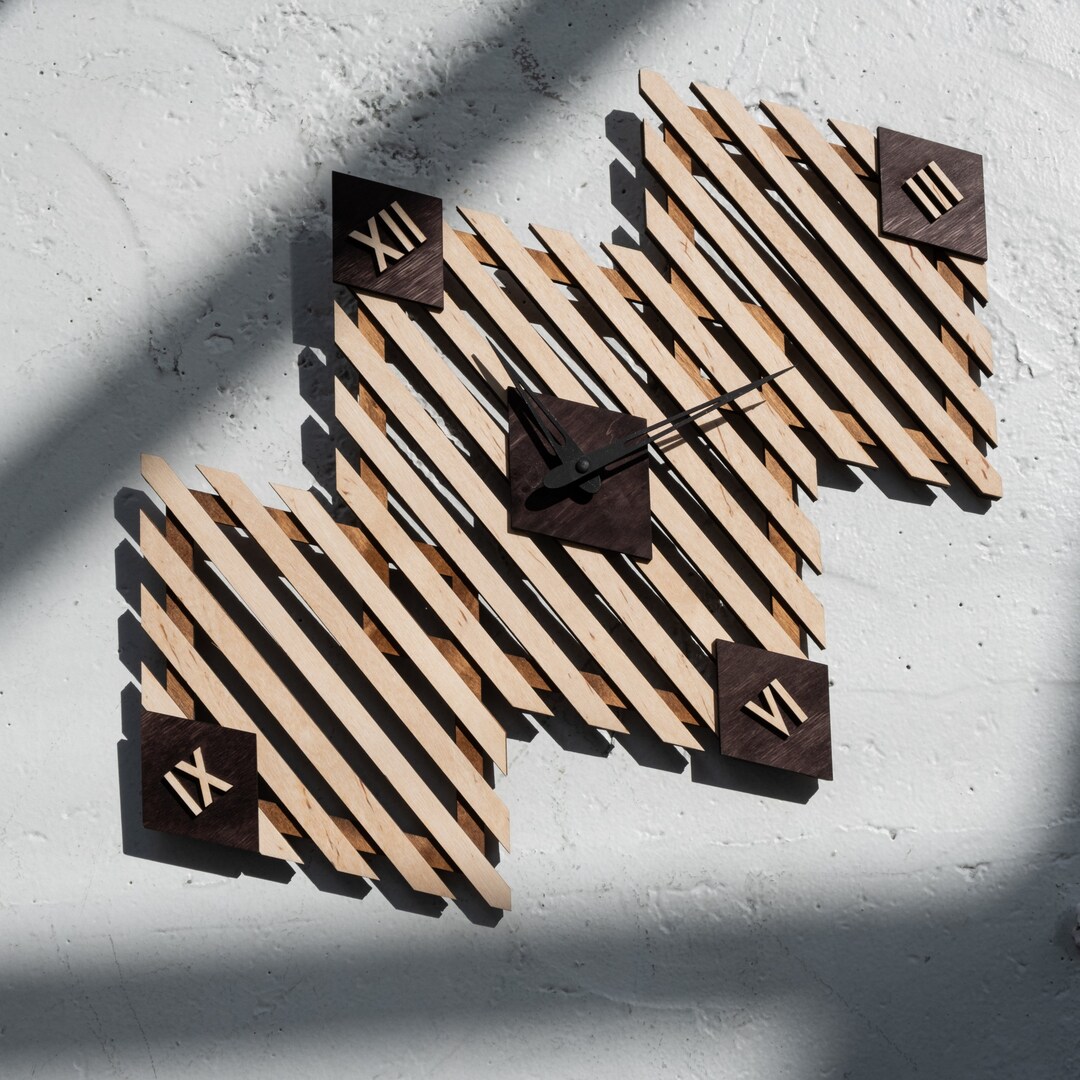 Horizontal Wall Clock Large Wall Clock Farmhouse Unique Wood Etsy