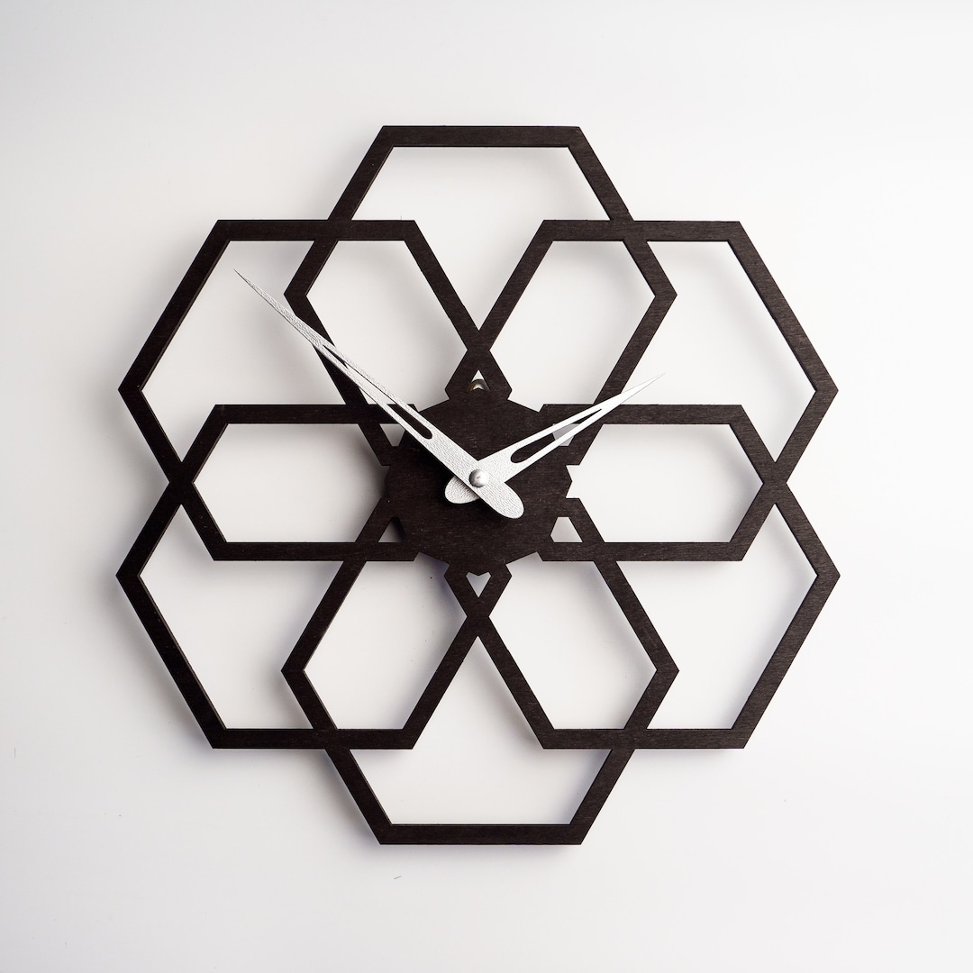 Wall Clock Geometric,unique Wall Clock for Living Room,geometric Wood ... - Geometric Shaped Wall Clock For Apartment Decor