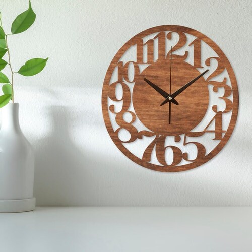Large Wood Clock Clock With Numbers Farmhouse Wooden Wall Etsy