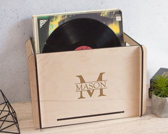 Record storage crate,Record storage box,Vinyl record storage crate,Vinyl record storage box,Vinyl record organizer,Wood storage box