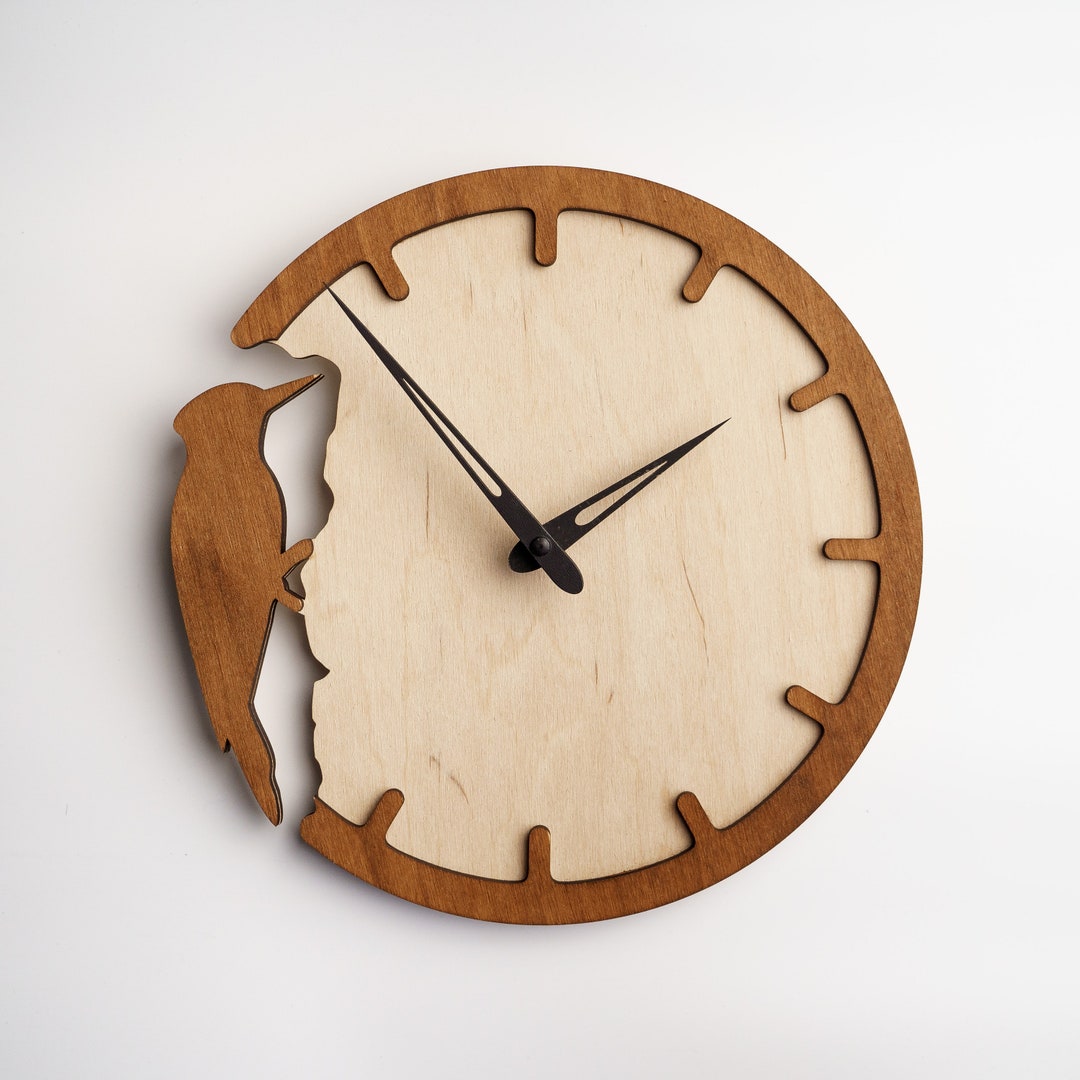 Woodpecker Wall Clock, Woodpecker Clock for Wall, Bird Wall Clock, Wood ...