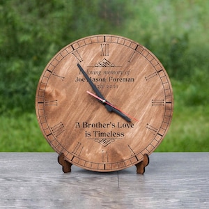 Memorial gifts for loss of brother, Memorial gift wood, Memorial clock, Sympathy gift loss of brother, Wood memorial gift,Sympathy gift wood