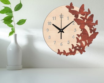 Butterfly wall clock,Butterfly clock,Butterfly wall art wood,Butterfly wall decor,Wood wall clock,Wooden wall clock