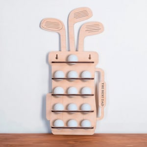 Custom golf ball display, Custom golf ball holder, Wood golf ball display, Gift for golfers men, Gift for Him Golf,  Golf ball wall hanger