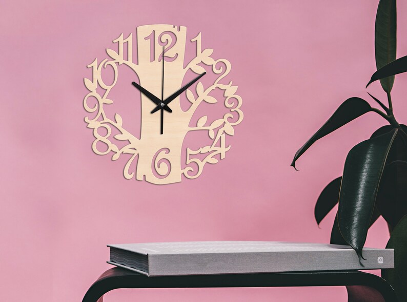 Tree Wall Clocktree Wood Wall Arttree Wood Clockwood Wall Etsy