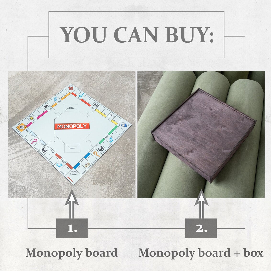 Personalized monopoly box, Wood monopoly board, Monopoly organizer, Monopoly box, Monopoly storage, Board game organizer, Monopoly holder